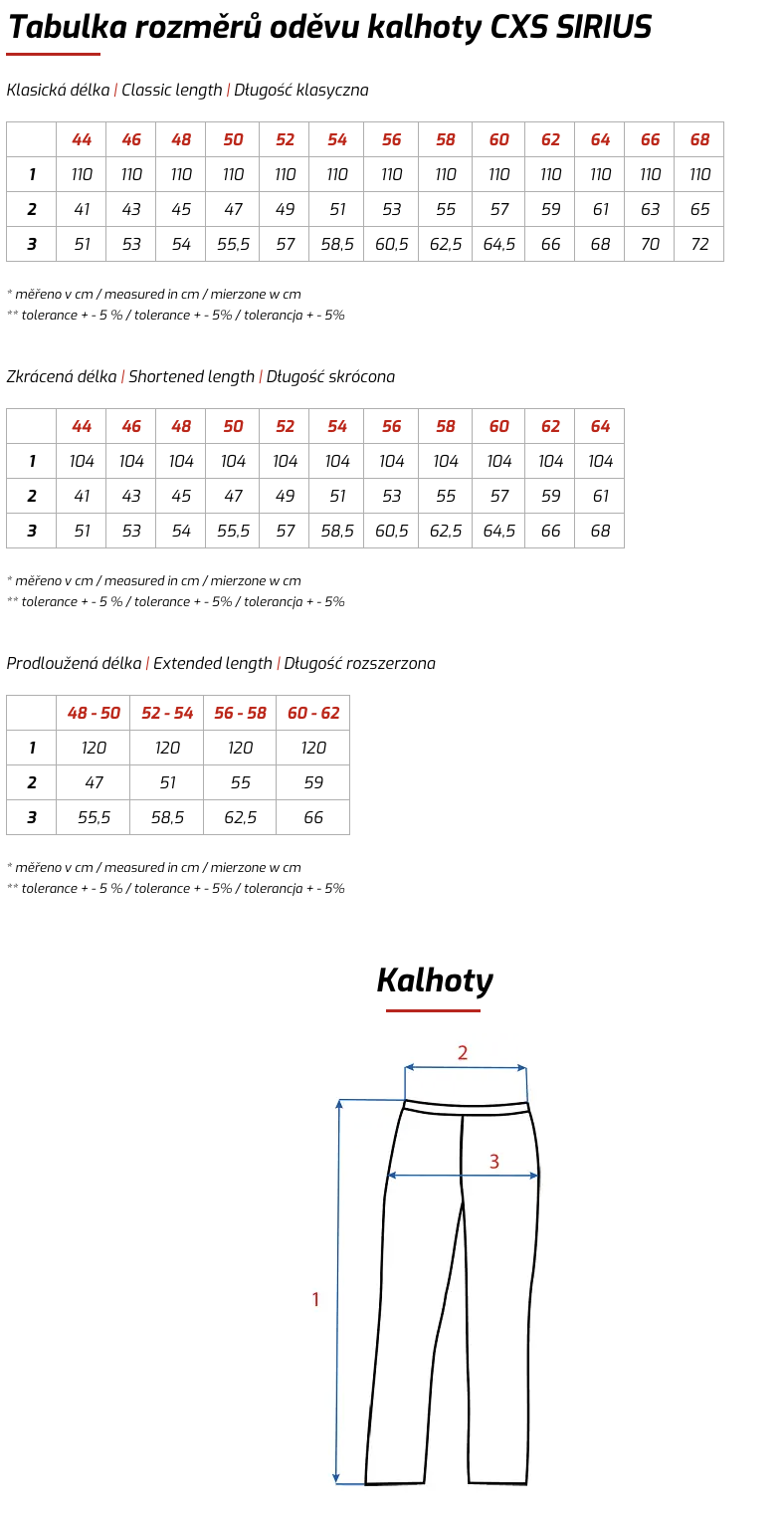 sirius kalhoty